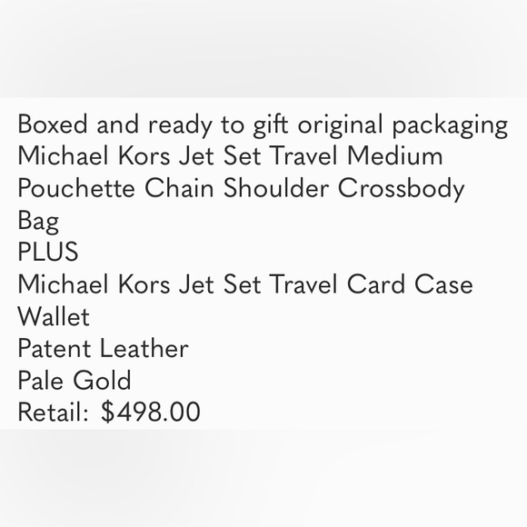 Michael Kors Gold Jet Set Medium Shoulder Crossbody Bag + Credit Card Wallet - Picture 2 of 11